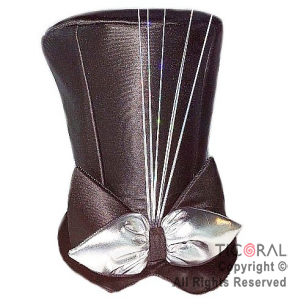 SOMBRERO GALERON NEGRO CON MOÑO PLATA x 1